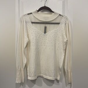 Chic Cream Studded Women's Blouse
